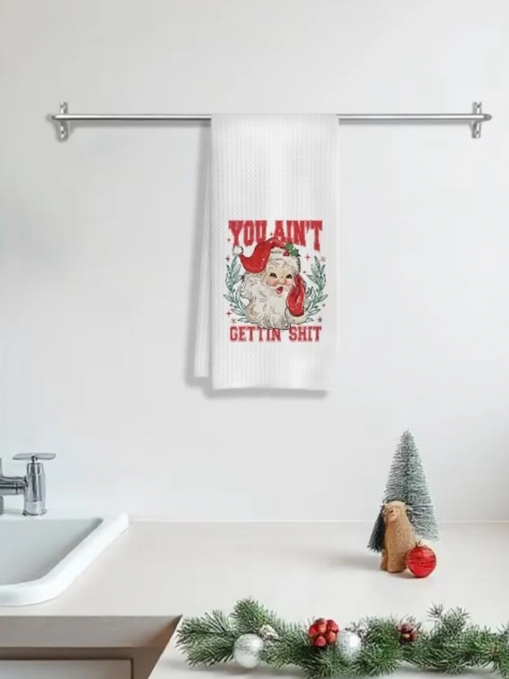 Santa Funny Kitchen Towel NIP